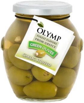 Azeitonas Verdes Gregas Olymp Mamute com Alho 200g