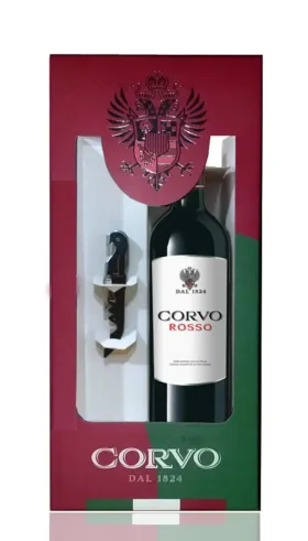 Kit Vinho Corvo Rosso Sicilia com Saca Rolha 750 ml