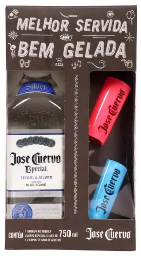 Kit José Cuervo Prata c/ 2 copos 750 ml