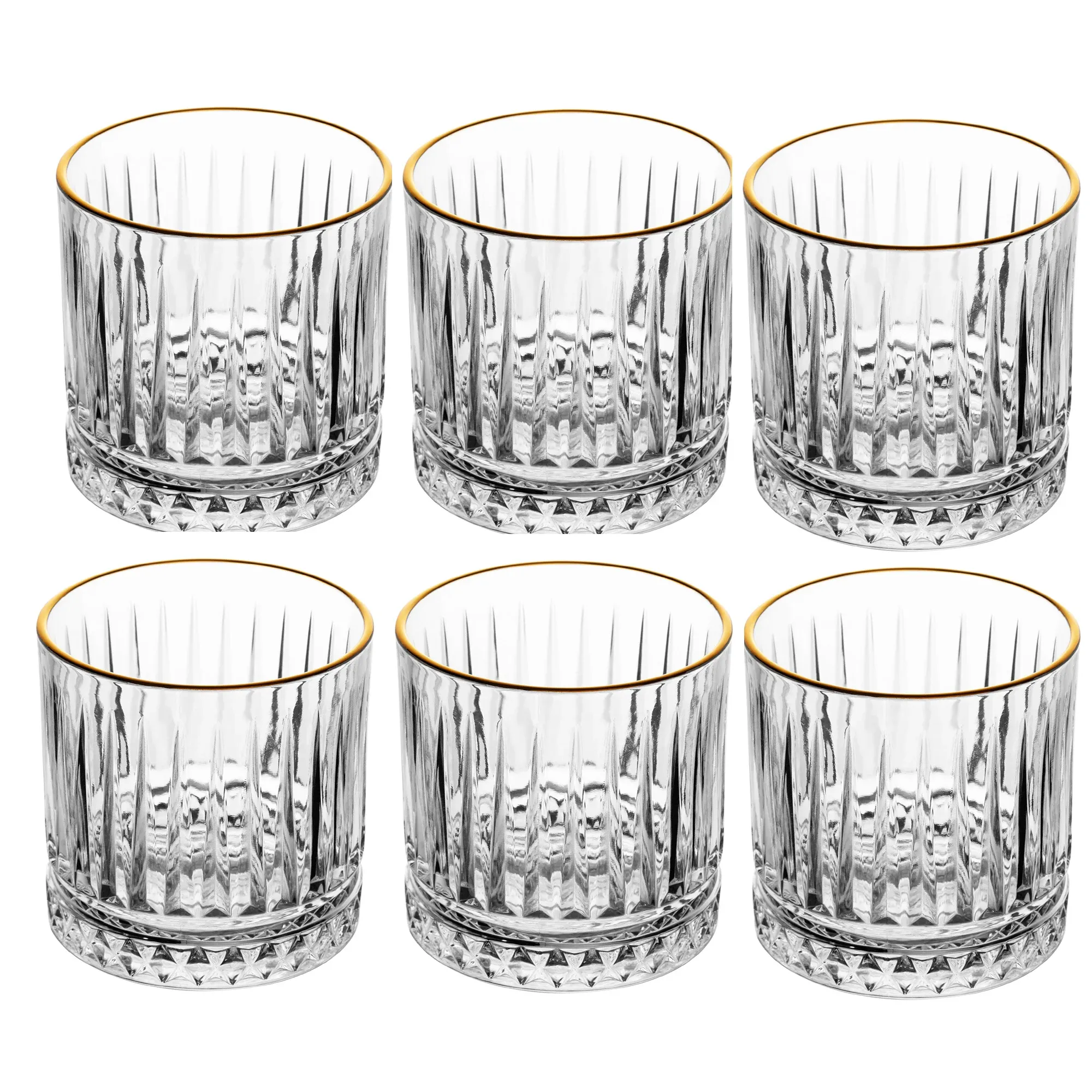 Kit 6 Copos Cristal C/Fio De Ouro Deli Kit 6 Copos Cristal C/Fio De Ouro Deli