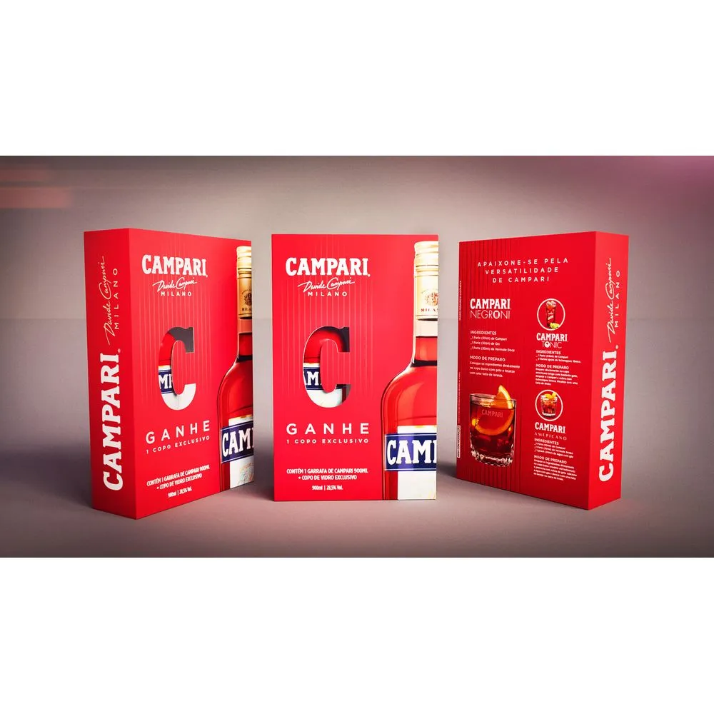 Kit Campari 900 ml + Copo Kit Campari 900 ml + Copo