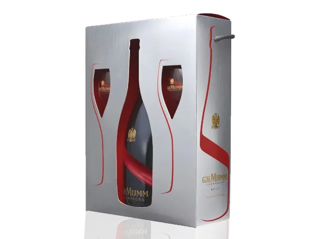 Kit Champagne G.H. Mumm Grand Cordon 750ml + 2 taças Kit Champagne G.H. Mumm Grand Cordon 750ml + 2 taças
