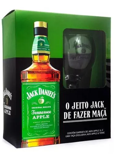 Kit Jack Daniels Apple 1L Com Taça Kit Jack Daniels Apple 1L Com Taça