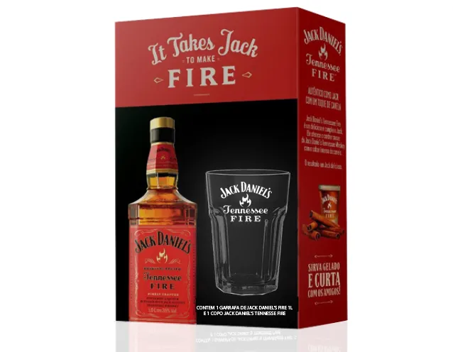 Kit Jack Daniels Fire 1000 ml + Copo Kit Jack Daniels Fire 1000 ml + Copo