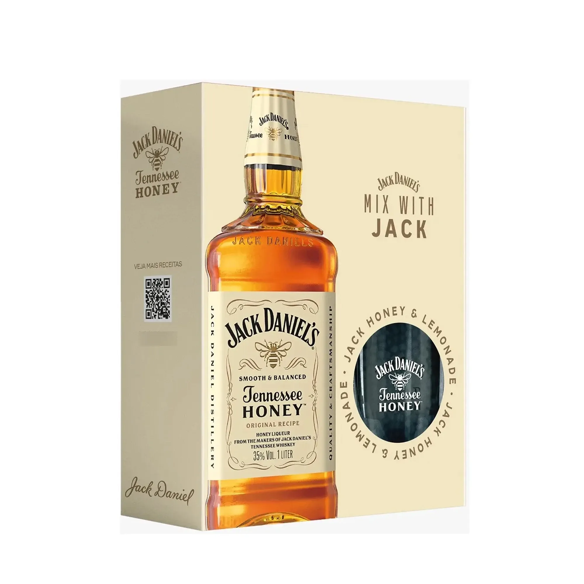 Kit Jack Daniels Honey com Copo 1000 ml Kit Jack Daniels Honey com Copo 1000 ml