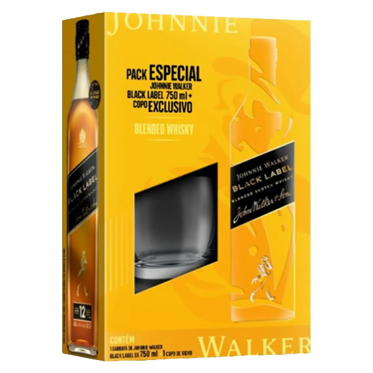 Kit Whisky Johnnie Walker Black Label 750ml+1 Copo de Vidro Kit Whisky Johnnie Walker Black Label 750ml+1 Copo de Vidro